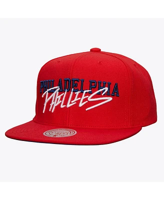 Mitchell & Ness Men's Red Philadelphia Phillies Team Tagged Snapback Hat