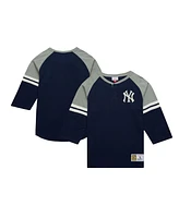 Mitchell & Ness Men's Navy New York Yankees Cooperstown Collection Legendary Raglan Slub Henley 3/4-Sleeve T-Shirt