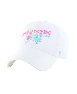 '47 Brand Men's White New York Mets 2024 Spring Training Vapor Wave Clean Up Adjustable Hat