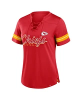 Fanatics Women's Red Kansas City Chiefs Play Script Lace-Up T-Shirt