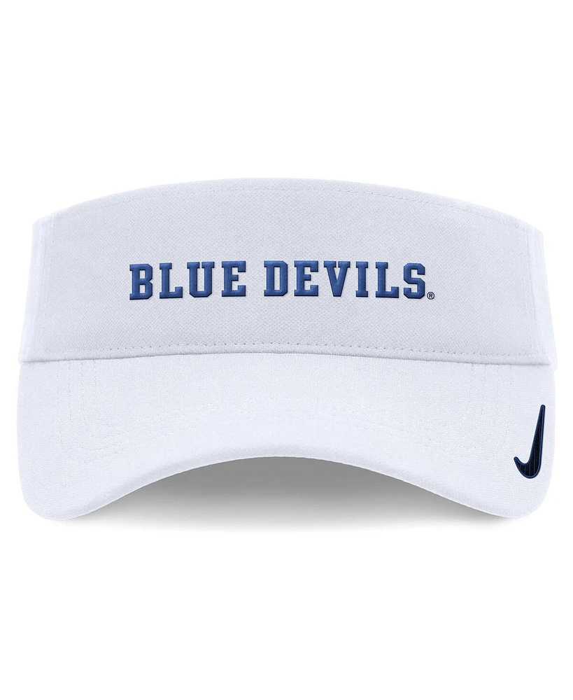 Nike Men's and Women's White Duke Blue Devils 2024 Sideline Fit Ace Visor