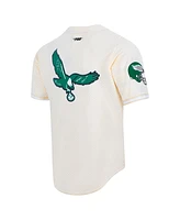 Pro Standard Men's Cream Philadelphia Eagles Retro Classic Mesh Button-Up Shirt