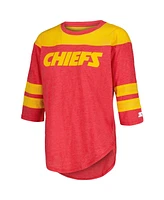 Starter Women's Red Kansas City Chiefs Fullback Tri-Blend 3/4-Sleeve T-Shirt