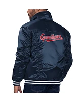 Levi's Men's x Navy Cleveland Guardians Silver Tab Satin Full-Snap Trucker Jacket