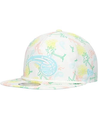 New Era Men's White Orlando Magic Palm Trees and Waves Golfer Adjustable Hat