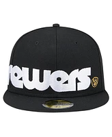 New Era Men's Black Milwaukee Brewers Checkered Undervisor 59FIFTY Fitted Hat