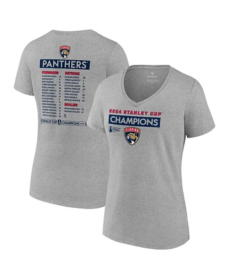 Fanatics Women's Steel Florida Panthers 2024 Stanley Cup Champions Roster V-Neck T-Shirt