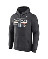 Fanatics Men's Heather Charcoal Florida Panthers 2024 Stanley Cup Champions Locker Room Fleece Pullover Hoodie