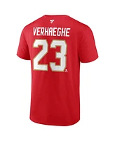 Fanatics Men's Carter Verhaeghe Red Florida Panthers 2024 Stanley Cup Champions Authentic Stack Name Number T-Shirt