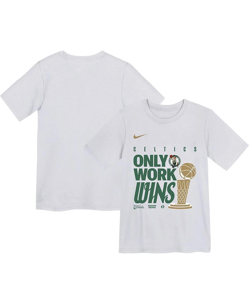 Nike Big Boys and Girls White Boston Celtics 2024 Nba Finals Champions Celebration Parade T-Shirt