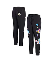 Freeze Max Women's Black Mickey Mouse Icons Expression Fleece Jogger