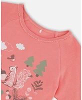 Deux par Toddler Girls Organic Cotton Two Piece Pajama Set Beige Mix Printed Squirrel