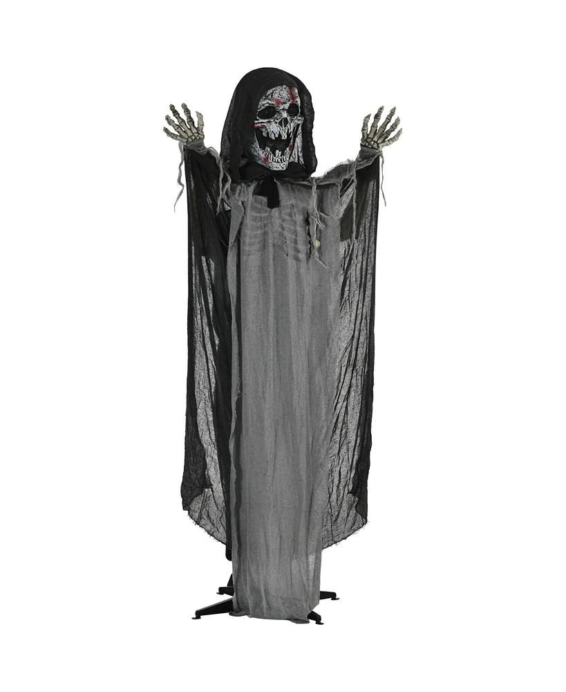 Outsunny 74" Outdoor Halloween Decorations Skeleton Witch, Life Size Animated Prop