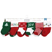 Hudson Baby Boys Cotton Rich Newborn and Terry Socks, 12 Days Of Christmas Falala, 0-6 Months