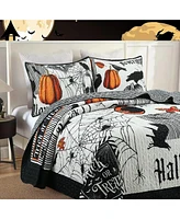 MarCielo 3 Pcs Halloween Themed Quilt Bedspread Set Queen