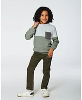 Deux par Big Boys Super Soft Colorblock Top With Quilted Pocket Gray And Sage