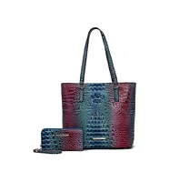 Mkf Collection Piper Gradient Rainbow Faux Crocodile-Embossed Tote Bag with Matching Wallet by Mia K