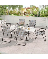 2PCS Folding Beach Chair Camping Lawn Webbing Lightweight 1 Position