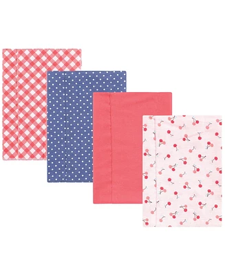 Hudson Baby Infant Girl Cotton Flannel Burp Cloths, Cherry Sweet, One Size