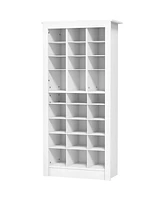 Homcom Shoe Cabinet with Adjustable Shelves for 27 Pairs of Shoes, White