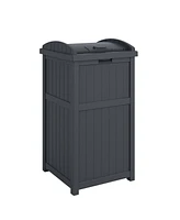 Suncast Trashcan Hideaway Outdoor 33 Gallon Garbage Trash Waste Bin, Cyberspace