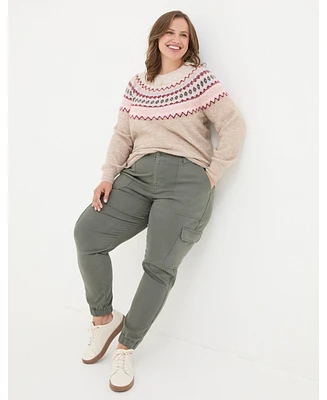 FatFace Plus Size Wild Fairisle Yoke Sweater