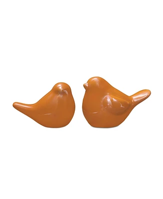 Slickblue Set of 2 Porcelain Orange Bird Figurines - Elegant Home Decor