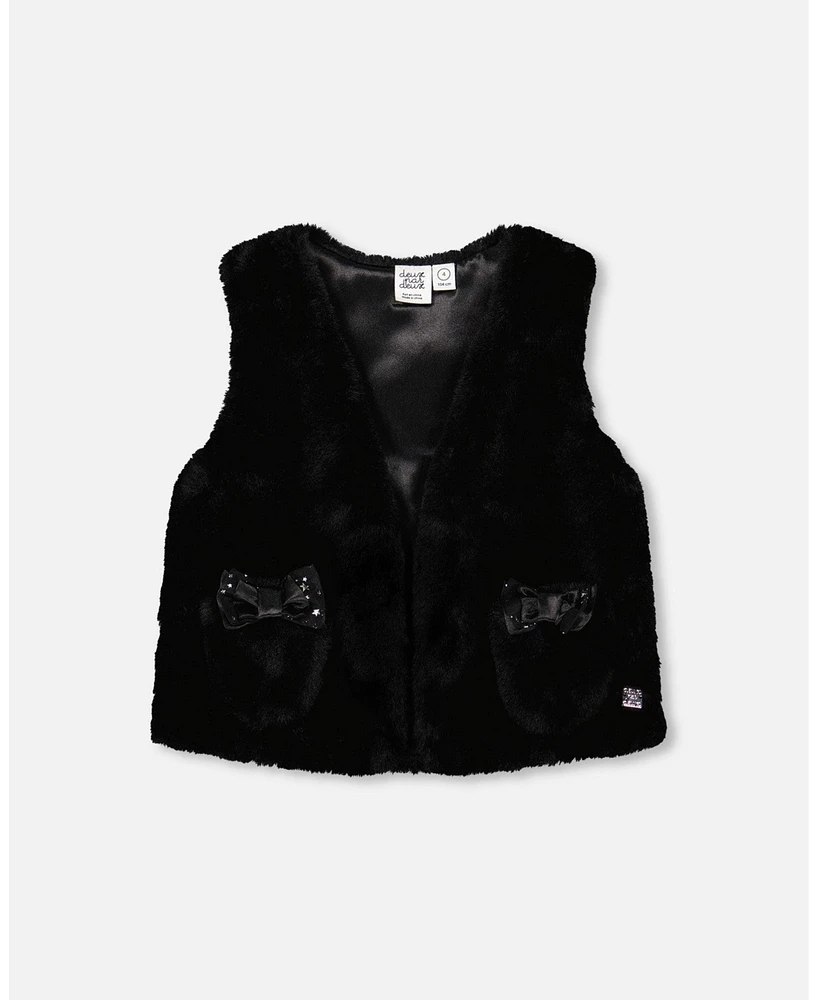 Deux par Big Girls Faux Vest Black