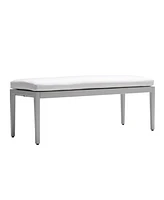 Mondawe Grayish Outdoor Patio Aluminum Stationary Bench With Sunbrella Fabric Cushion