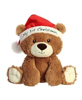 Aurora Medium My First Christmas Bear Holiday Festive Plush Toy Brown 10"