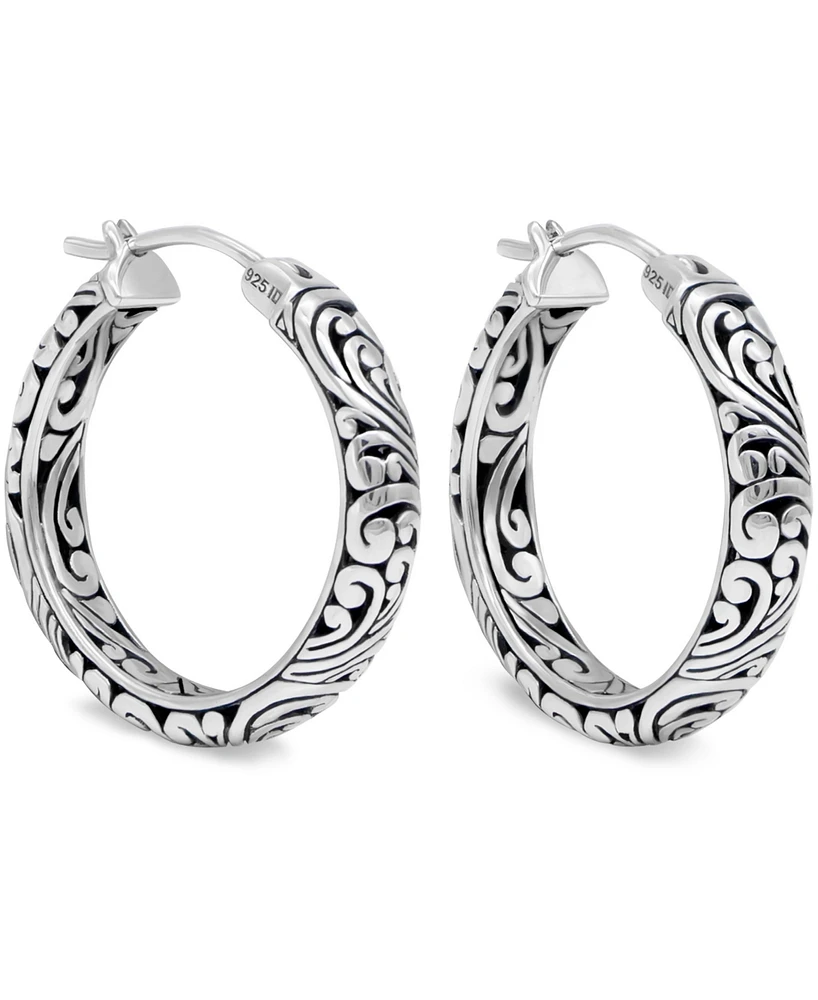 Devata 25mm Bali Filigree Hoop Earrings in Sterling Silver