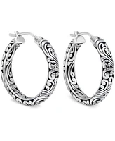 Devata 25mm Bali Filigree Hoop Earrings in Sterling Silver