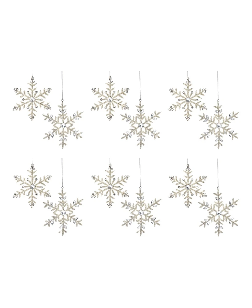 Slickblue Jewel Metal Snowflake Ornament, 6 Inch (Set of 12)