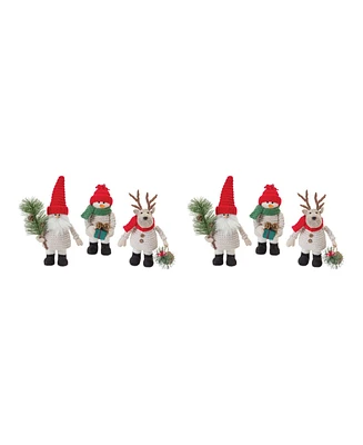 Slickblue Plush Santa Snowman And Moose (Set of 6)