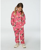 Deux par Big Girls Fleece Sweatpants Magenta Printed Pug