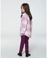 Deux par Toddler Girls Overshirt Wool-Effect With Pockets Plaid Lilac And Off White - Toddler|Child