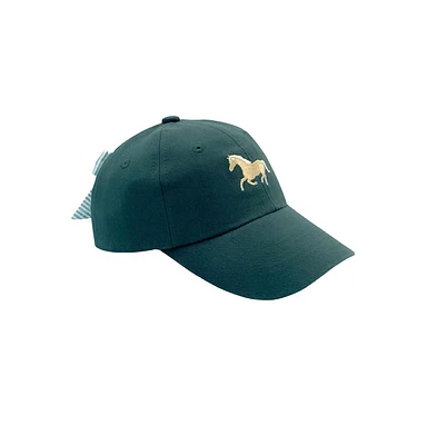 Bits & Bows Girls Horse Bow Baseball Hat in Hunter Green