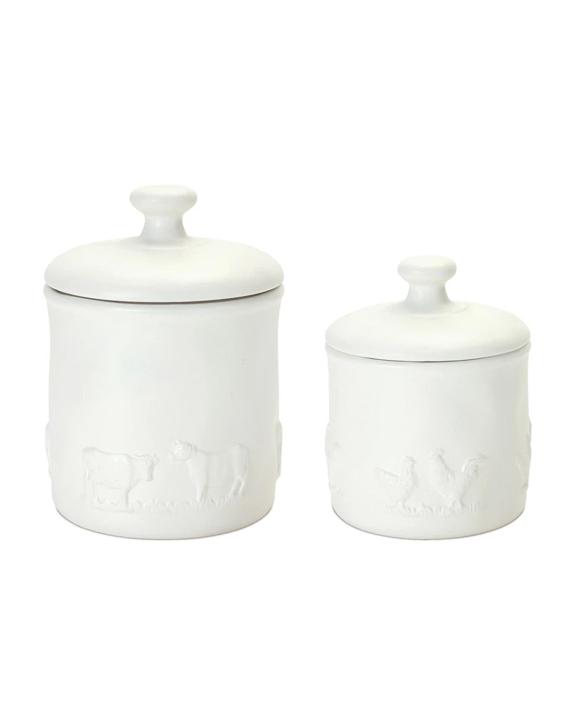 Slickblue Ceramic Farm Animal Canister (Set of 2)