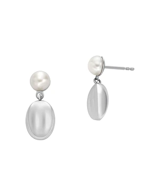 Skagen Women's Agnethe Pearl White Freshwater Pearl and Pebble Drop Earrings, SKJ1835040