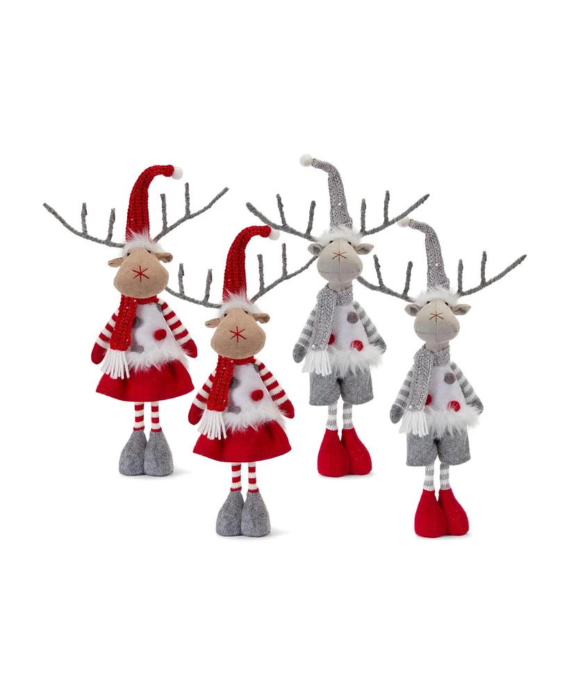 Slickblue Plush Standing Holiday Deer With Hat And Scarf Accent (Set of 4)