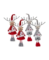 Slickblue Plush Standing Holiday Deer With Hat And Scarf Accent (Set of 4)