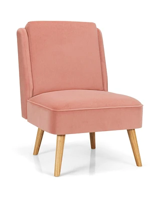 Inolait Velvet Accent Armless Side Chair with Rubber Wood Legs for Bedroom