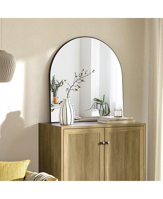 Homlux Arched Wall Mounted Mirror 32"x34" in Black