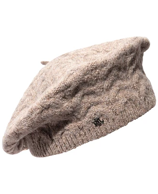 Lauren Ralph Lauren Fuzzy Cable Knit Beret Hat