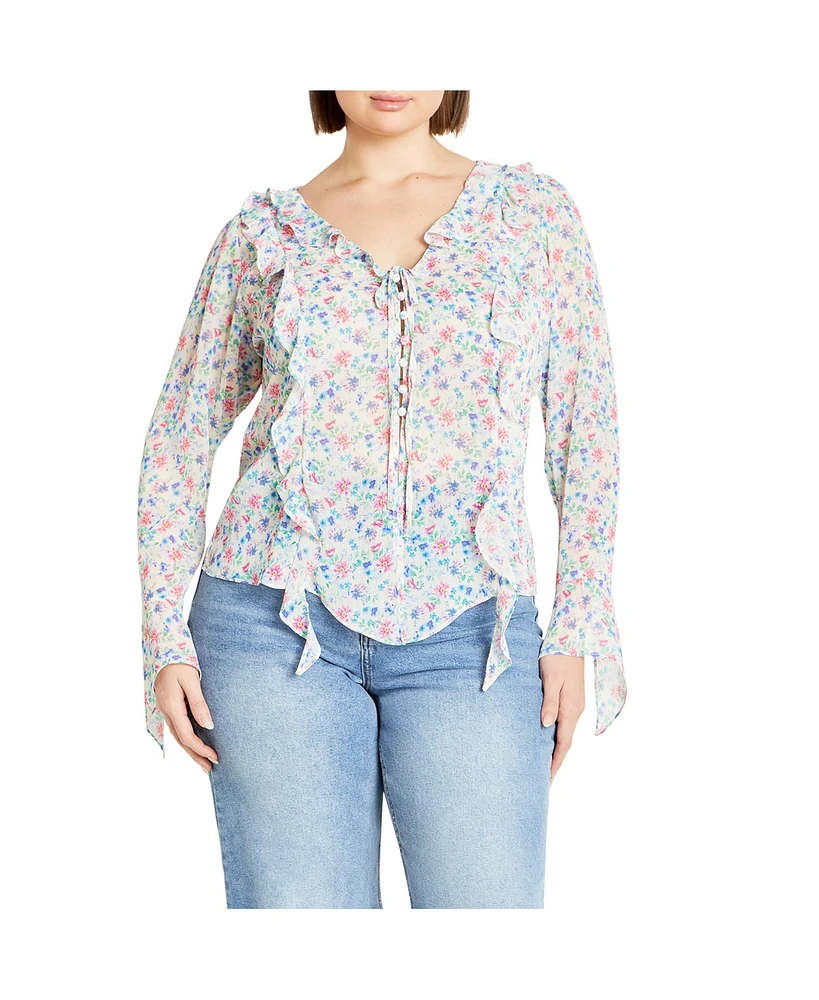 City Chic Plus Lidia Print Top