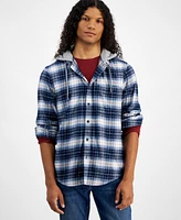 Sun + Stone Men's Nils Hooded Plaid Shirt, Created for Macy's