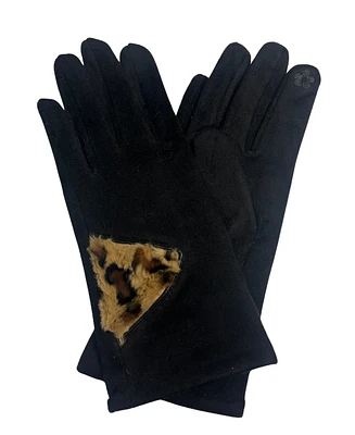 Marcus Adler Suede Glove with Cheetah Detail