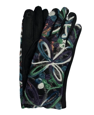 Marcus Adler Suede Glove with Knit Flower Detail