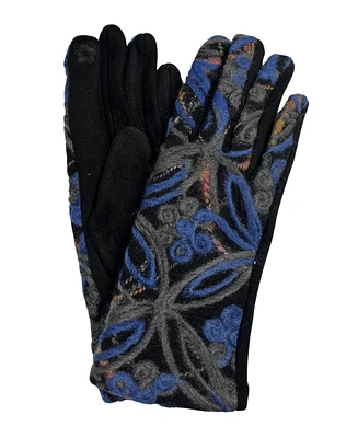 Marcus Adler Suede Glove with Knit Flower Detail