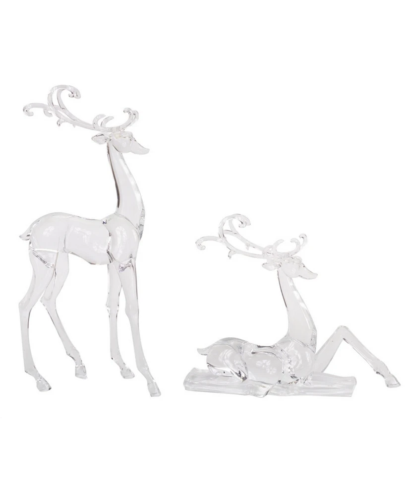 Slickblue Modern Clear Acrylic Holiday Deer Figurine (Set of 2)